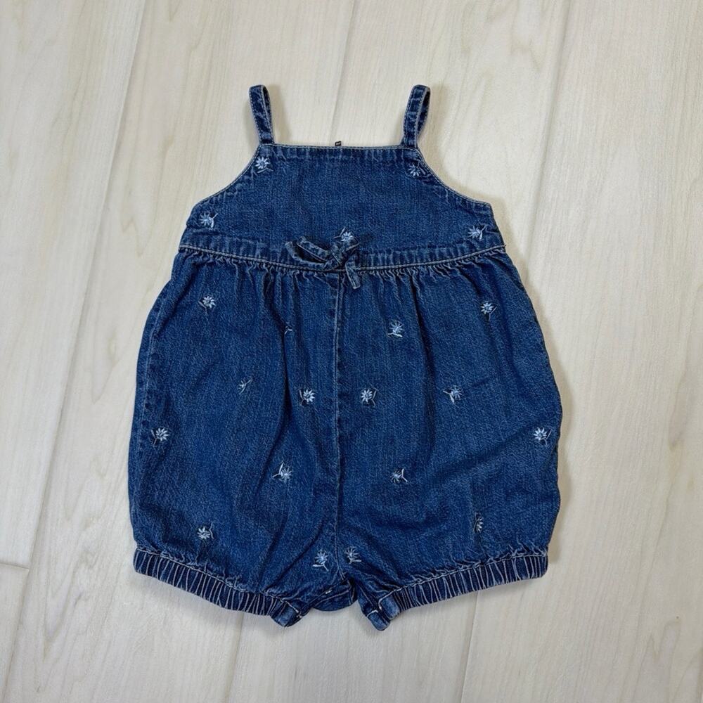 Vintage 2000 Gymboree Baby Denim Daisy Embroidered Romper 12-18 Months